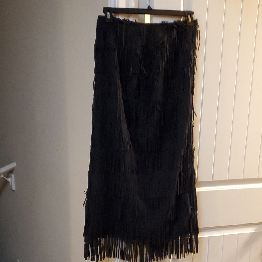Elegant Black Fringe Skirt